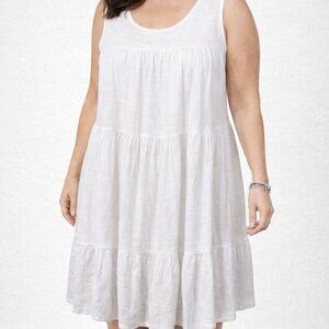 Fourthteenth Place Women’s White Tiered Summer Dress Size XL Eyelet Cotton